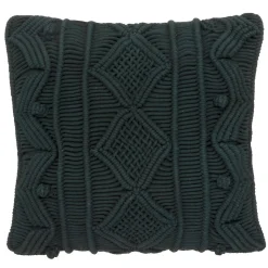 Almofada ALICANTE verde escuro macramé 40x40cm