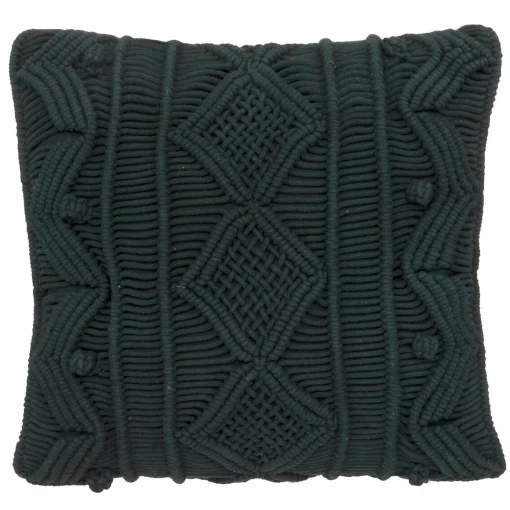 Almofada ALICANTE verde escuro macramé 40x40cm