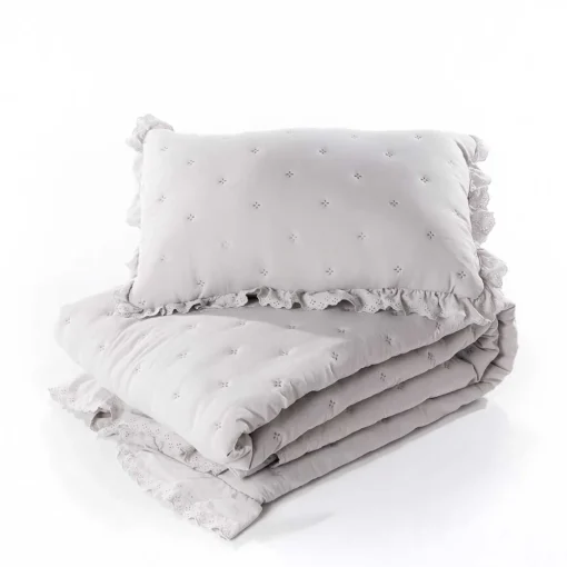 Almofada AMALFI cinza com renda 45x60cm