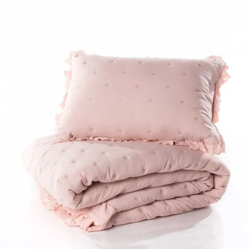 Almofada AMALFI rosa com renda 45x60cm