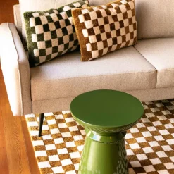 Almofada AUTOMNE xadrez verde caqui 38x58cm