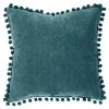 Almofada azul petróleo com pompons 40x40cm
