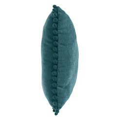 Almofada azul petróleo com pompons 40x40cm