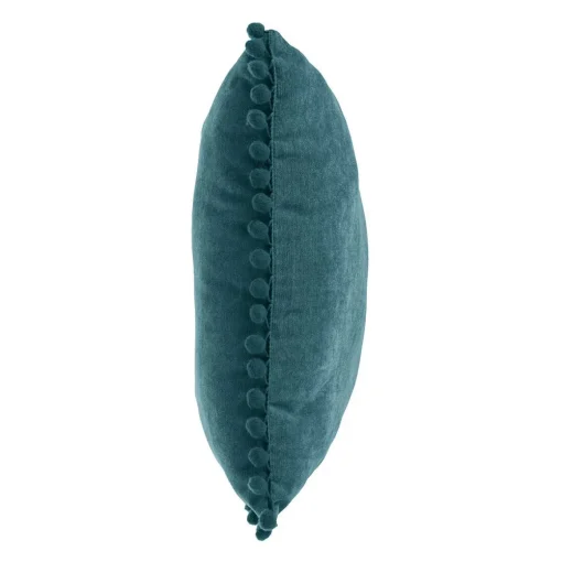 Almofada azul petróleo com pompons 40x40cm