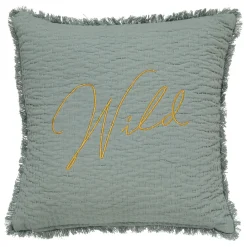Almofada bordada WILD ROMANCE verde 45x45cm