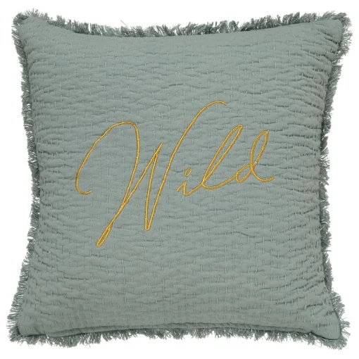Almofada bordada WILD ROMANCE verde 45x45cm