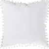 Almofada branca com pompons 40x40cm