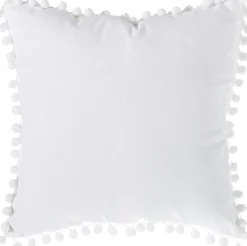 Almofada branca com pompons 40x40cm