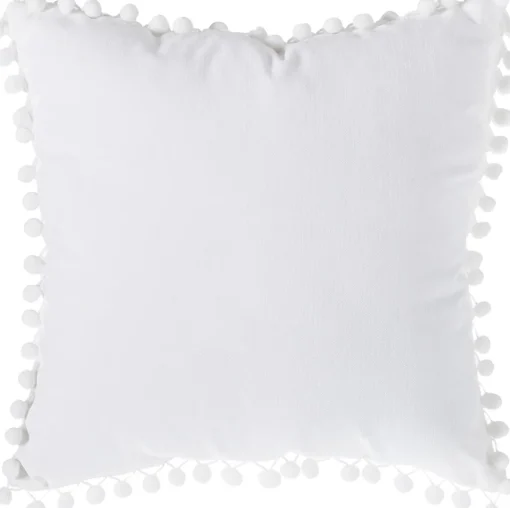 Almofada branca com pompons 40x40cm