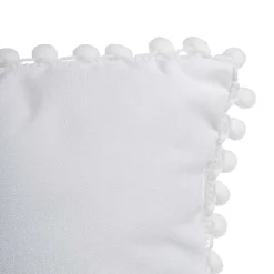 Almofada branca com pompons 40x40cm