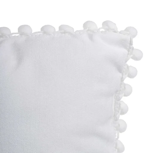 Almofada branca com pompons 40x40cm
