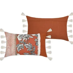 Almofada FARNIENTE laranja com pompons 30x50cm