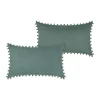 Almofada SANCHEZ verde seco com pompons 30x50cm