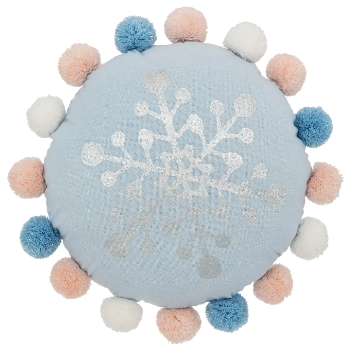 Almofada SNOW azul com pompons 35cm