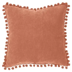 Almofada terracota com pompons 40x40cm