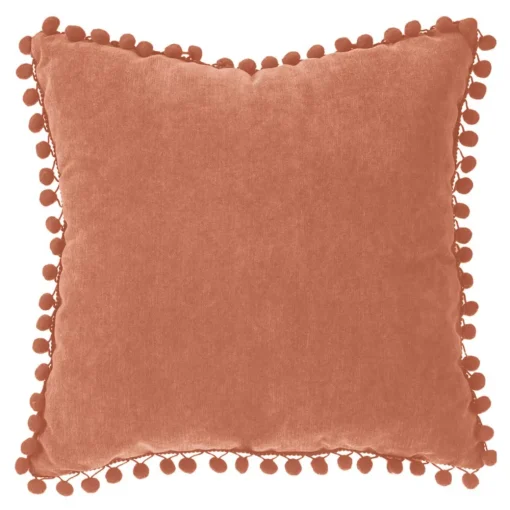 Almofada terracota com pompons 40x40cm