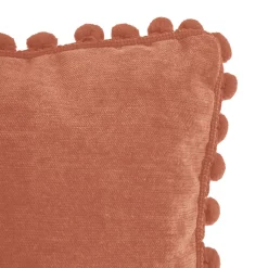 Almofada terracota com pompons 40x40cm