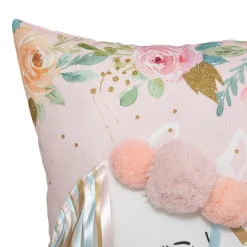 Almofada unicórnio com franjas e pompons