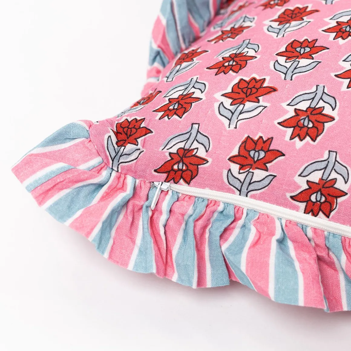 Almofada YUCATAN floral com folhos 35x60xm