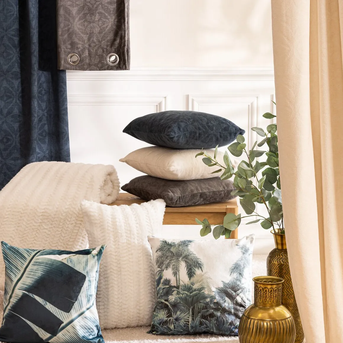 Almofada ZURI azul VINTAGE 40x40cm