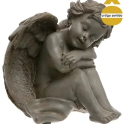 Anjo assis em resina 15cm