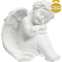 Anjo assis em resina 15cm