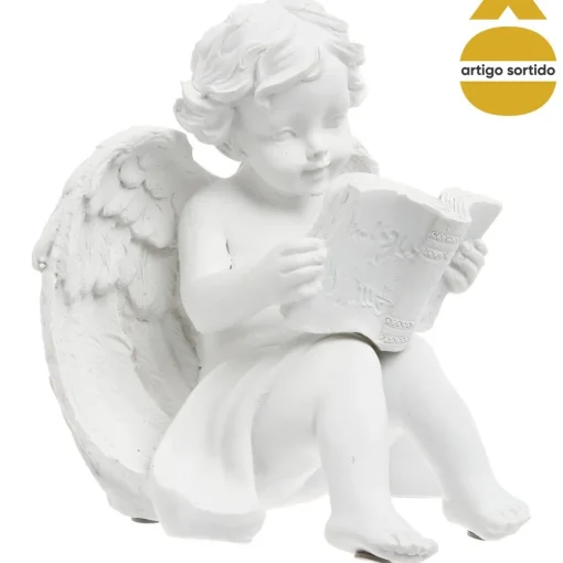 Anjo assis em resina 15cm