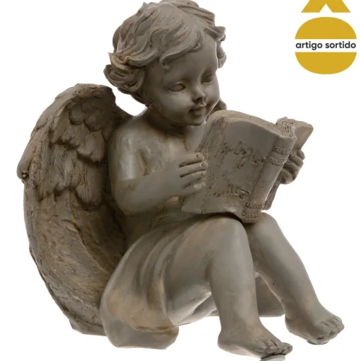 Anjo assis em resina 15cm