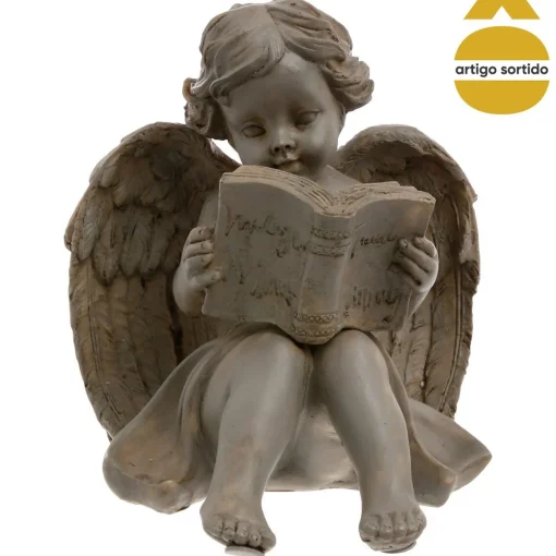 Anjo assis em resina 15cm