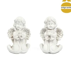 Anjo Branco Em Resina 10cm
