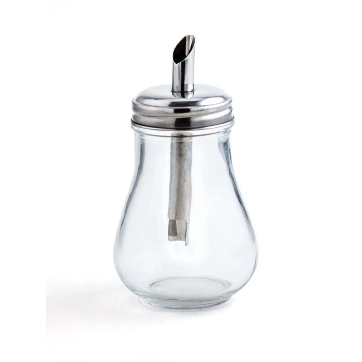 Açucareiro de vidro c/doseador de metal