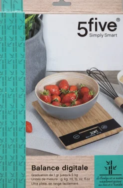 Balança de cozinha digital em bambu