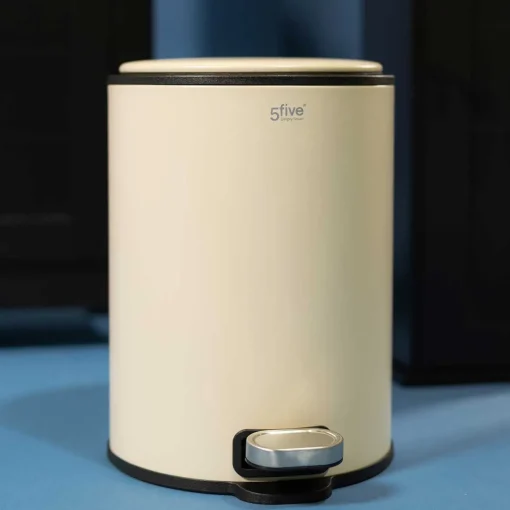 Balde do lixo com pedal DELTA bege em metal 6l