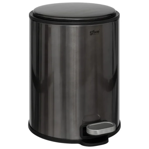 Balde do lixo com pedal DELTA preto em metal 6l