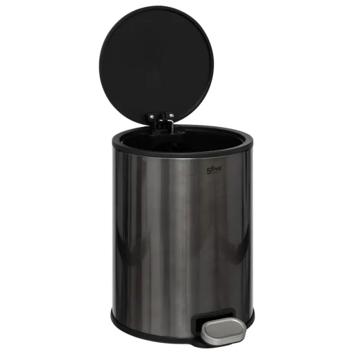 Balde do lixo com pedal DELTA preto em metal 6l