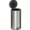 Balde do lixo DELTA prateado em metal 30l
