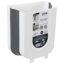 Balde do lixo extensível branco e cinza 8l