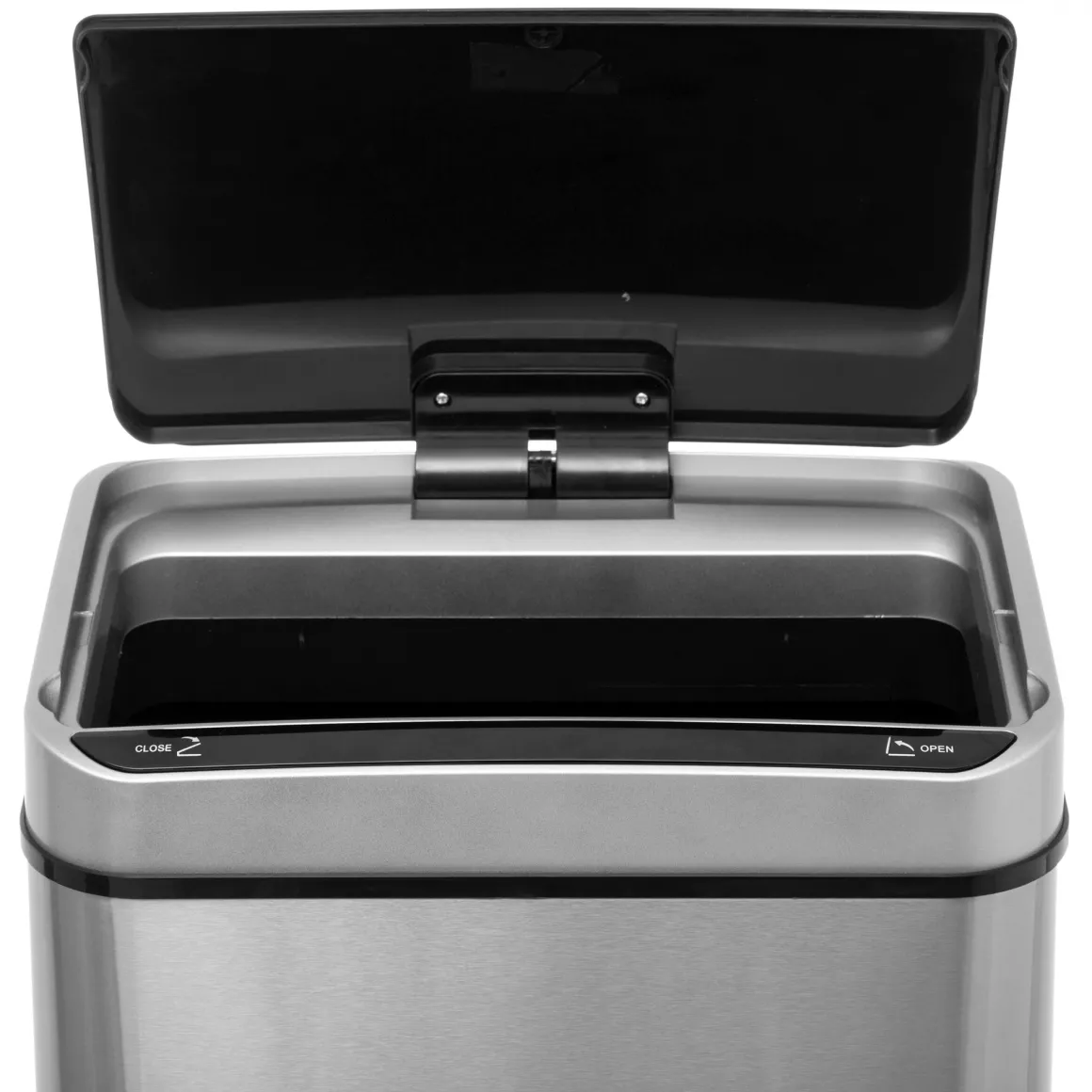 Balde do lixo retangular em inox com sensor 40l