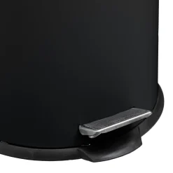 Balde lixo preto tampa em bambu