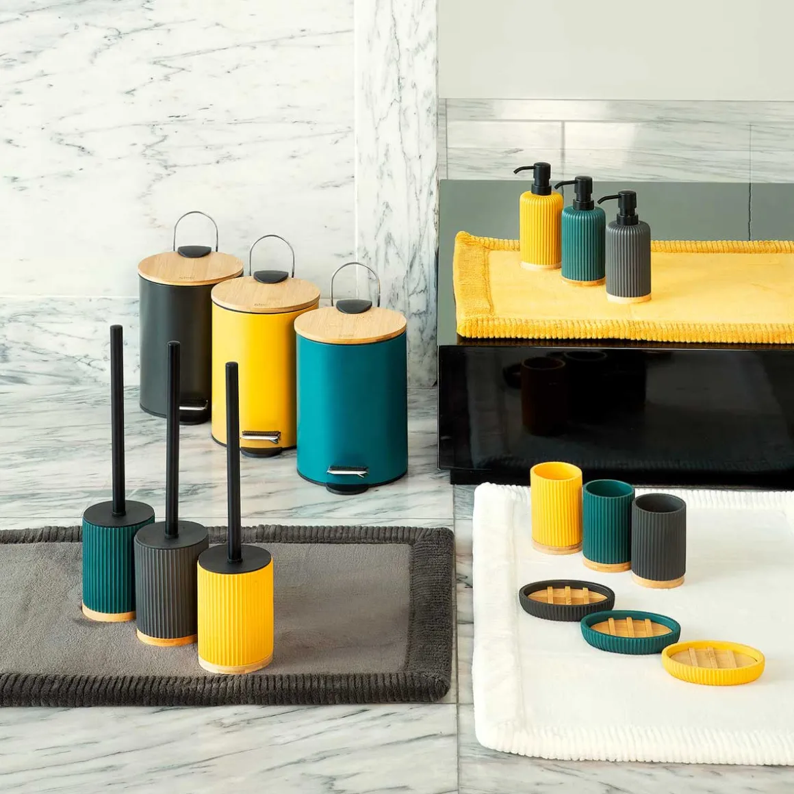 Balde MODERN azul petróleo em metal softclose 3l