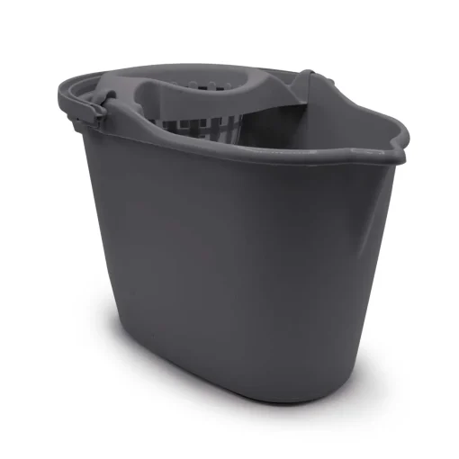 Balde oval com espremedor cinza 15l