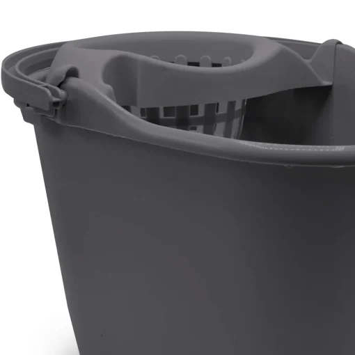 Balde oval com espremedor cinza 15l