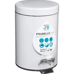 Balde wc branco metal 3l