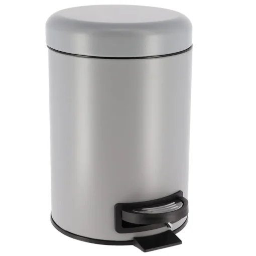 Balde wc cinza mate soft close em metal 3l