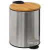 Balde wc inox com tampa em bambu 3l