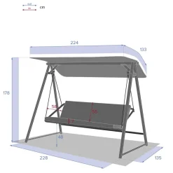 Baloiço para 3 pessoas SOLY HONEY cinza escuro