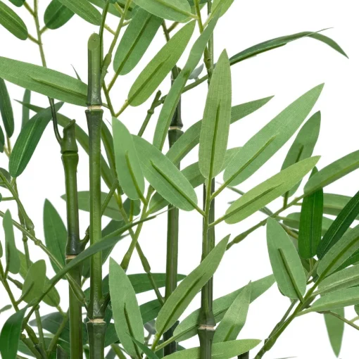 Bambu artificial com cesto de ráfia