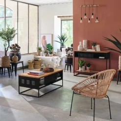 Banco castanho em bambu 38cm