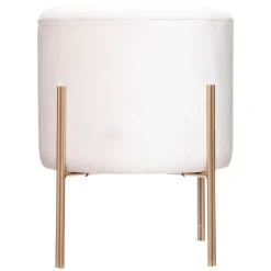 Banqueta BLUSH LIV branca de veludo com pés em metal dourado