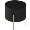 Banqueta BLUSH LIV preta de veludo com pés em metal dourado